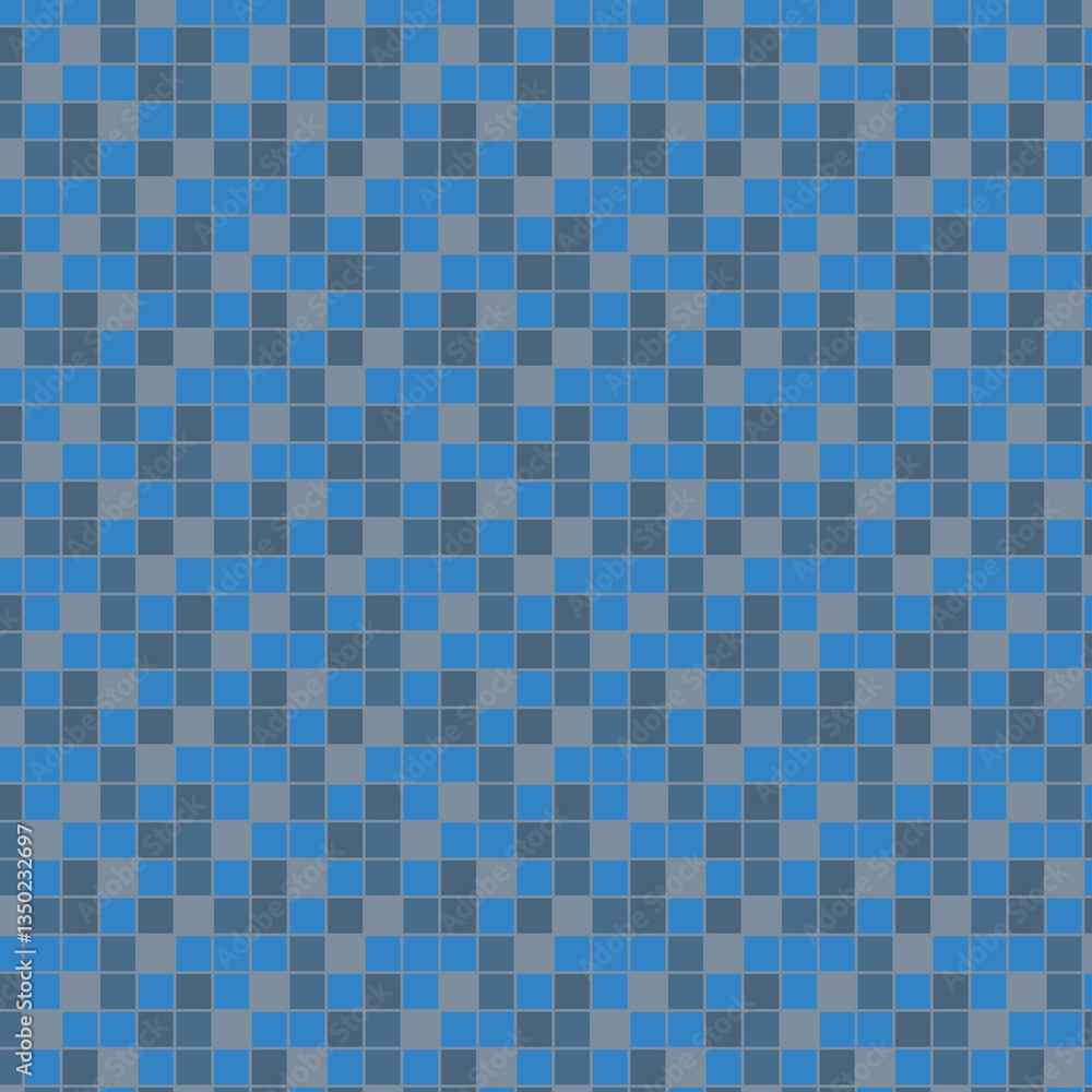 Blue and Gray Mosaic Pattern Background, Geometric Tile Design, Abstract Square Textures for Modern Art, Banners, Flyers, Wallpaper, Decoration, and Postcards
