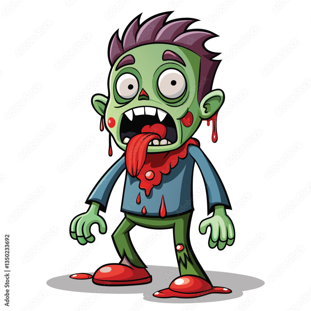 Obraz premium Cartoon Zombie Child with Blood