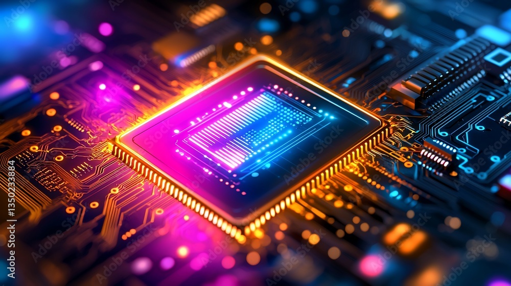 High Tech Computer Processor Chip Closeup High Tech Computer Processor Chip Closeup