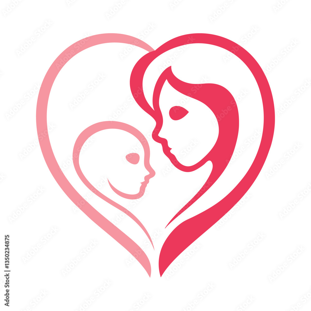 Mom and baby with a heart for Mother's Day vector design Mom and baby with a heart for Mother's Day vector design