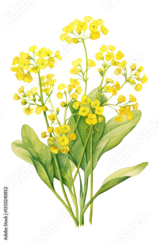 Fototapeta Naklejka Na Ścianę i Meble -  PNG Golden Alyssum illustration watercolor botanical.