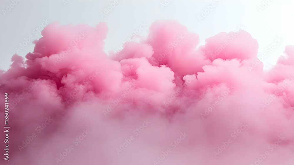 Pink smoke clouds, studio shot, white background, abstract art Pink smoke clouds, studio shot, white background, abstract art