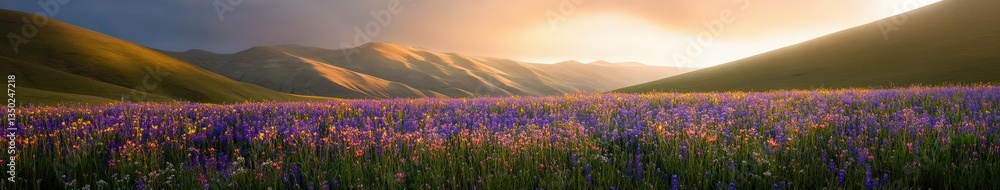 Obraz premium Colorful flowers bloom in a valley