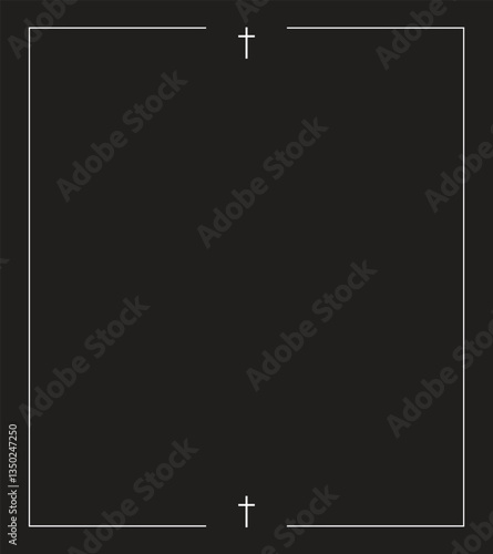 Sacred Remembrance Invitation, Elegant Divine Borders, Leaf Decorations, and Ample Room for Scripture, Name, Dates, and Tribute Image