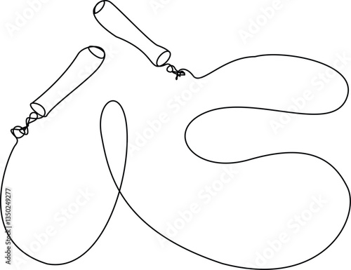 Skipping rope one continuous line art drawing, vector illustration.