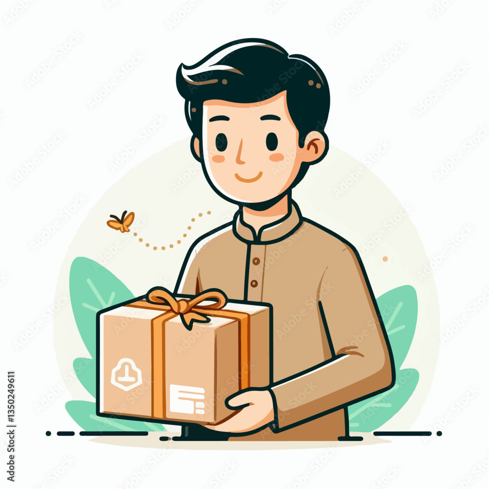 vector illustration of a parcel or package delivery person vector illustration of a parcel or package delivery person