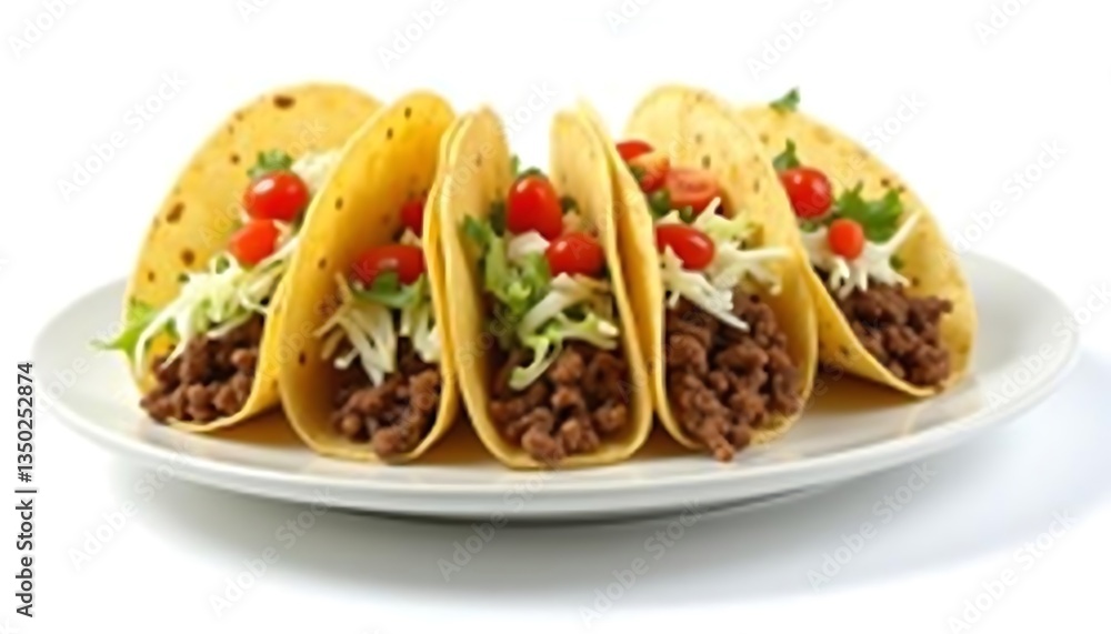 Traditional Mexican tacos with meat and vegetables isolated on white background AI generative Traditional Mexican tacos with meat and vegetables isolated on white background AI generative