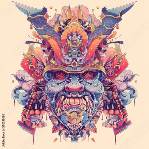 Wallpaper Mural Samurai mask robot with premium quality stock vector Torontodigital.ca