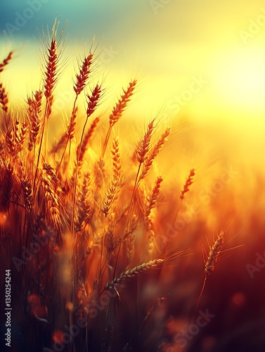 Golden Wheat Sunset Field.