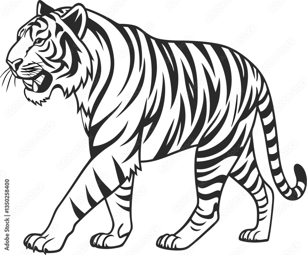 Obraz premium Tiger Walking Illustration