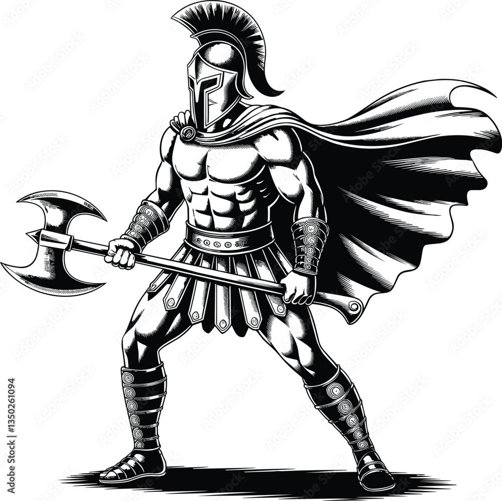 Obraz premium Viking Warrior vector illustration on white background, knight with sword vector 