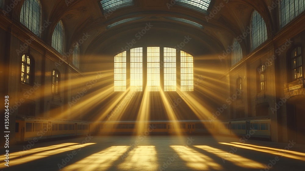 Obraz premium Sunlight Streams Through Train Station Windows