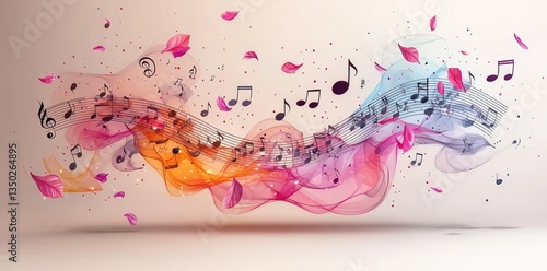 A continuous music note and treble clef are depicted in a single line drawing, characterized by a hand-drawn doodle sketch in a minimalist style, suitable for a horizontal music school banner,