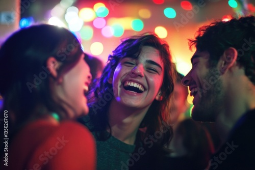 A group of friends laughing and having fun together at a social gathering
