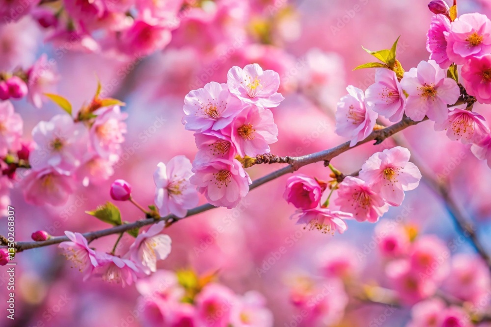 Close up branch with pink sakura blossoms. Close up branch with pink sakura blossoms.