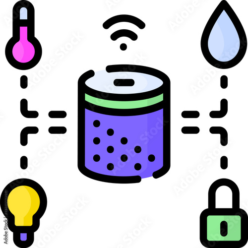A smart home hub connects and controls smart devices.  Manage lighting, temperature, humidity, and appliances via voice or app for automation and convenience.