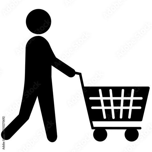 買い物カートを押す人のピクトグラム