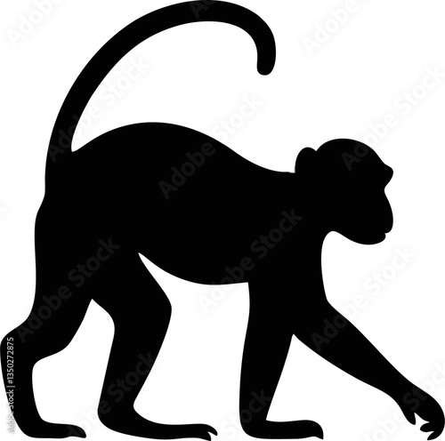 Minimalist monkey silhouette vector design for logo and branding