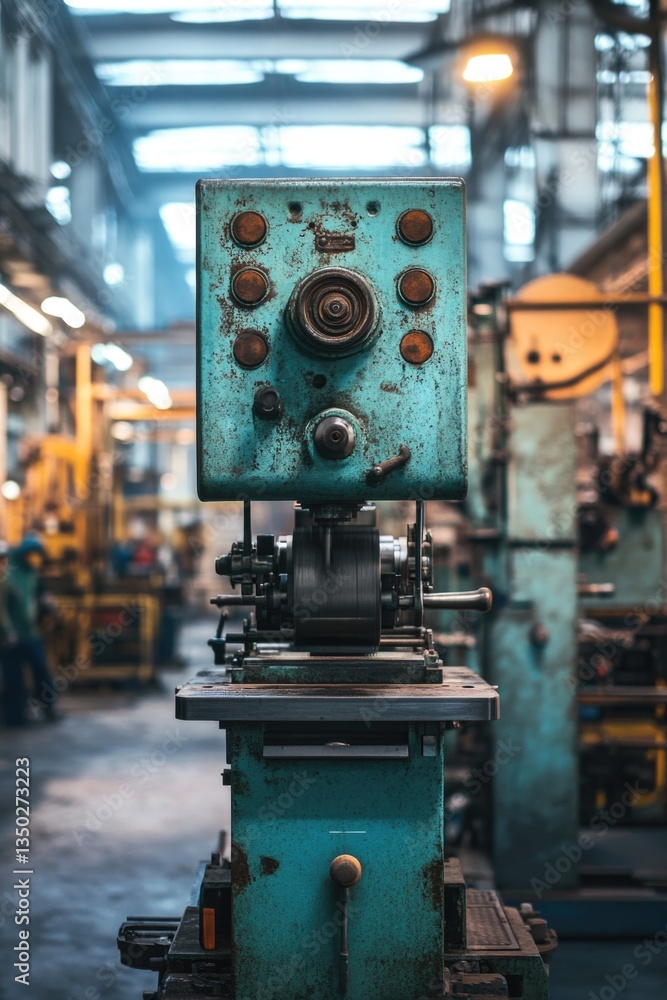 Industrial setting with various machines and equipment in a factory