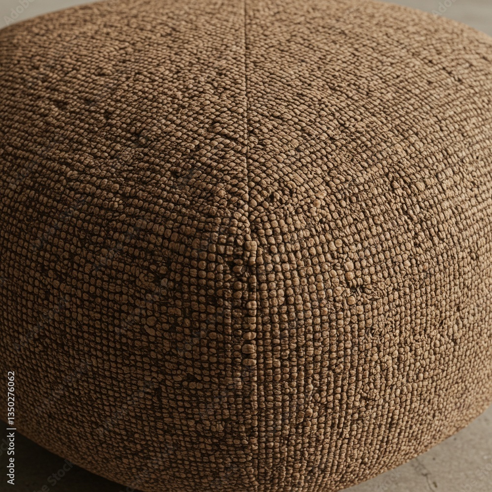 Fototapeta premium Textured Brown Pouf: A Close-up of Rustic Woven Fabric