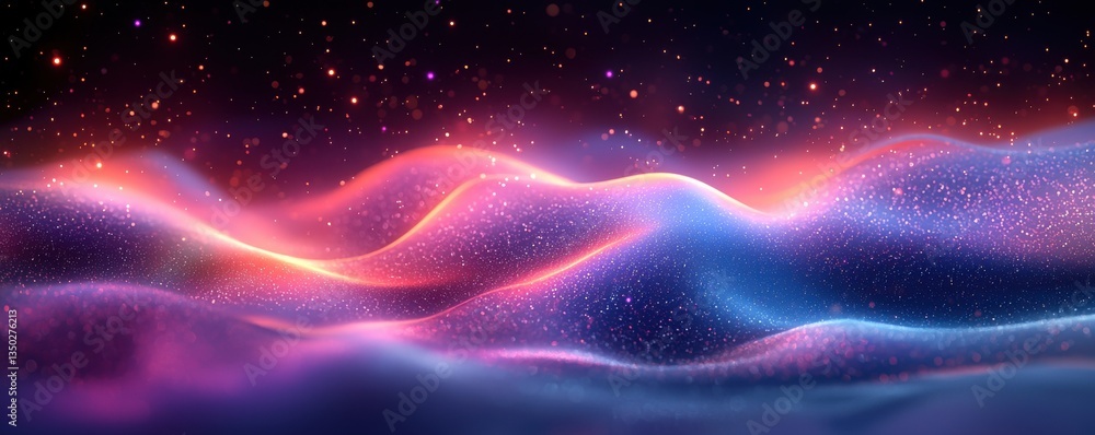 Obraz premium Abstract glowing waves with a vibrant cosmic color palette