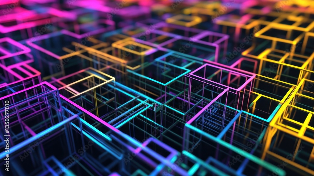 Abstract colorful geometric shapes creating a vibrant digital pattern Abstract colorful geometric shapes creating a vibrant digital pattern