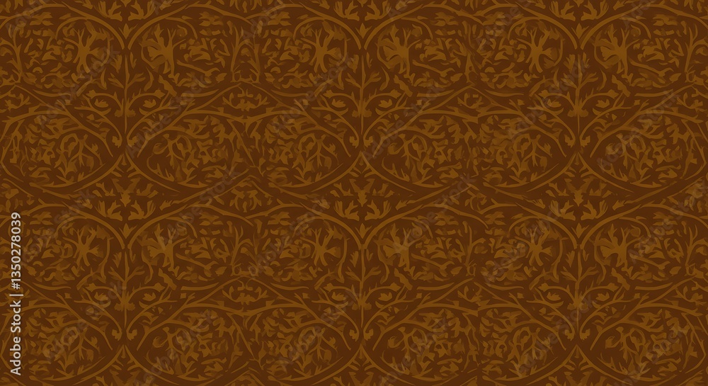 Ornate Brown Pattern with Floral and Leaf Design for Background Use Ornate Brown Pattern with Floral and Leaf Design for Background Use