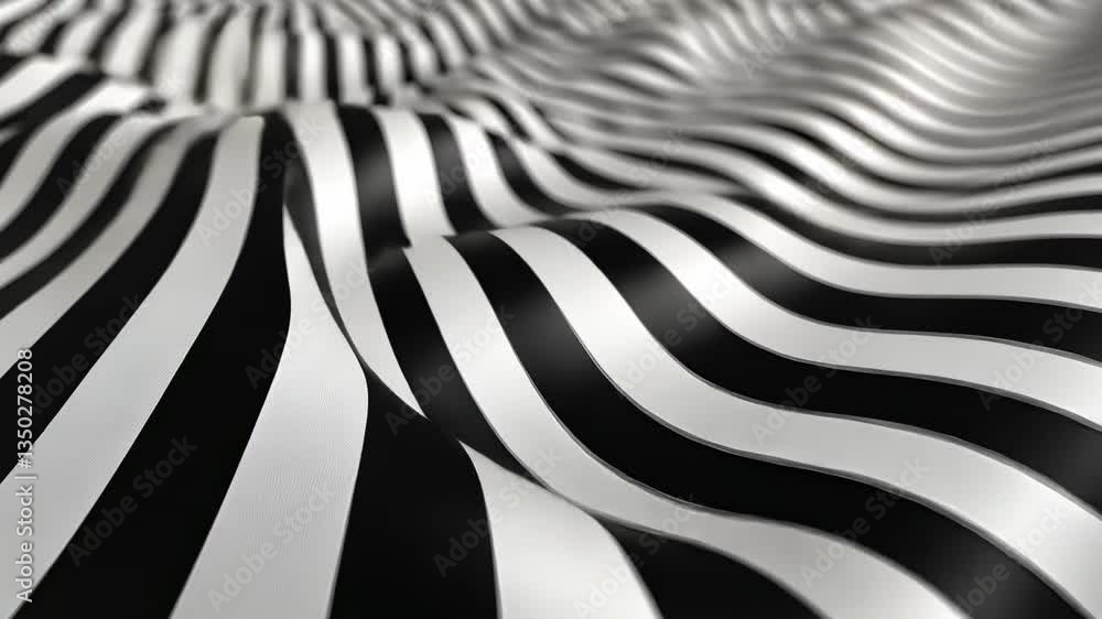 Abstract Black and White Striped Waves: A Study in Texture and Form Abstract Black and White Striped Waves: A Study in Texture and Form