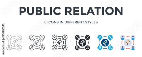 Public Relation  Icon In Different Style Vector Illustration. Designed In Thin Line, Regular Line, Bold Line, Glyph, Color Fill, And Flat Style Can Be Used For Web