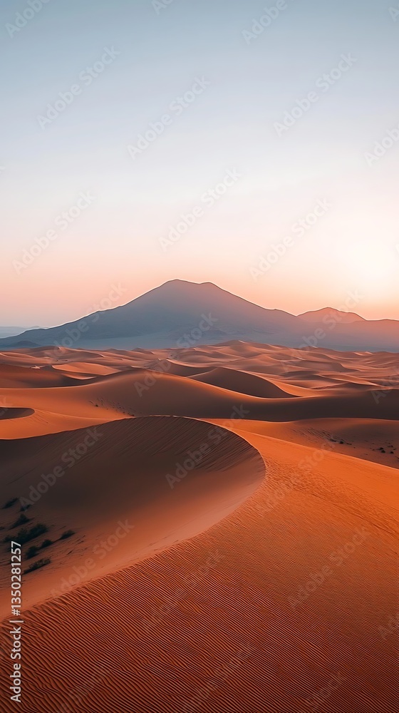 Desert Sunrise with Sand Dunes, and Mountain. Desert Sunrise with Sand Dunes, and Mountain.
