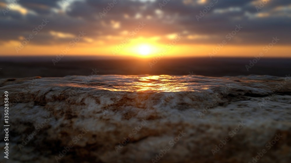 Obraz premium Sunset reflecting on rock outcrop