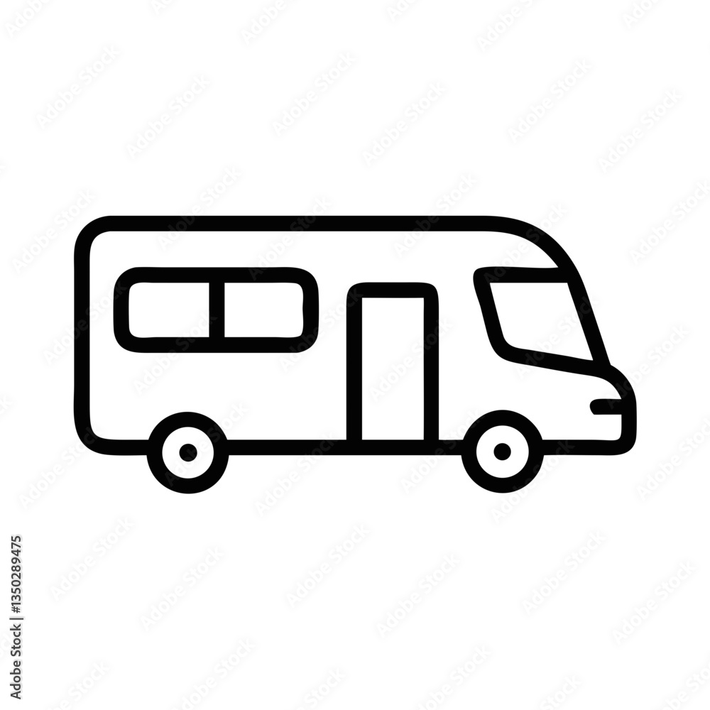 Outline Icon of a Campervan in Side View  