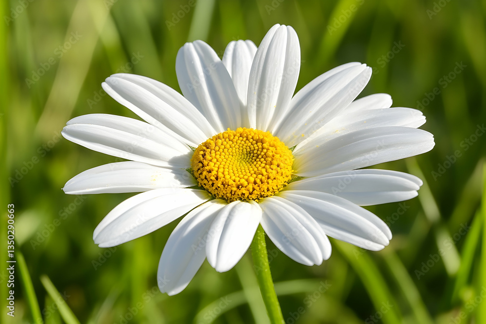 Fototapeta premium Captivating daisy blossom with pure white petals on the verdant meadow