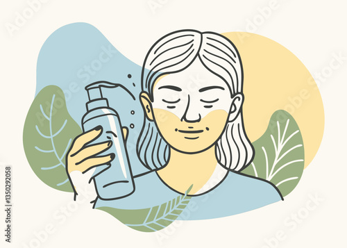 Woman Applying Skincare Products. A Simple Beauty Routine