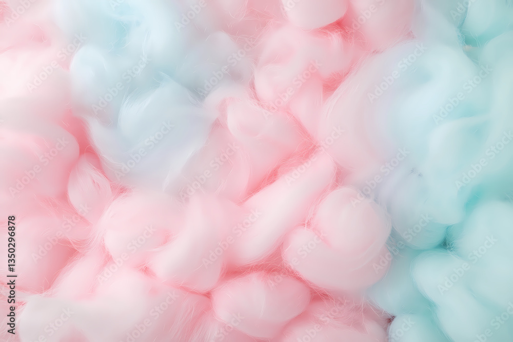 Obraz premium Close-up of Cotton Candy with Pink and Blue Swirls