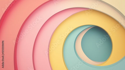 Background of half circles in muted rainbow shades 