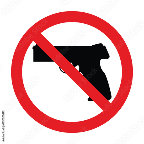Red prohibition sign with handgun silhouette, representing gun control and violence prevention
