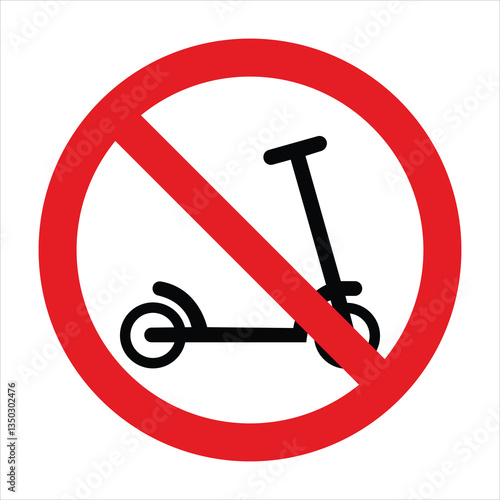 Red prohibition sign featuring an electric scooter, indicating restricted areas