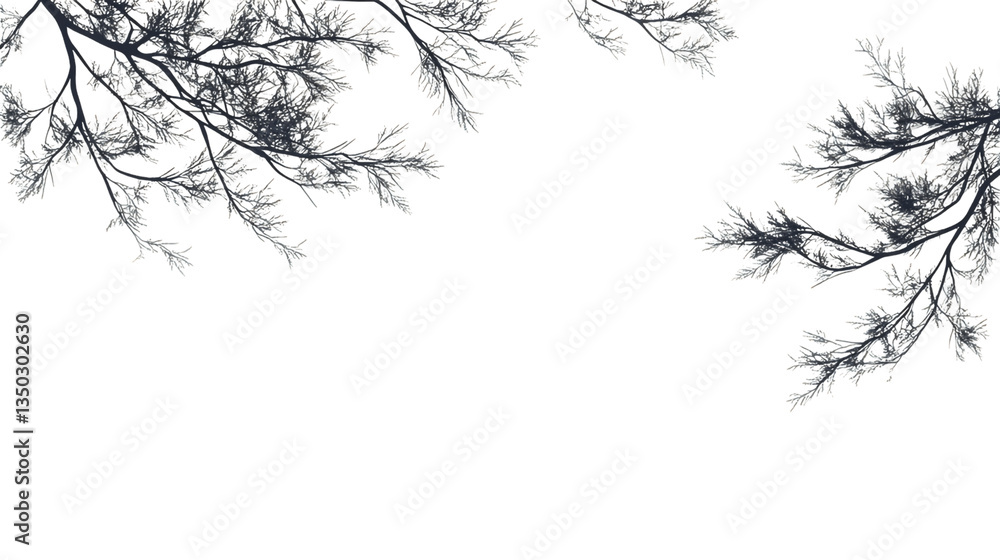 Fototapeta premium Silver-Gray Branches on Transparent Background, PNG