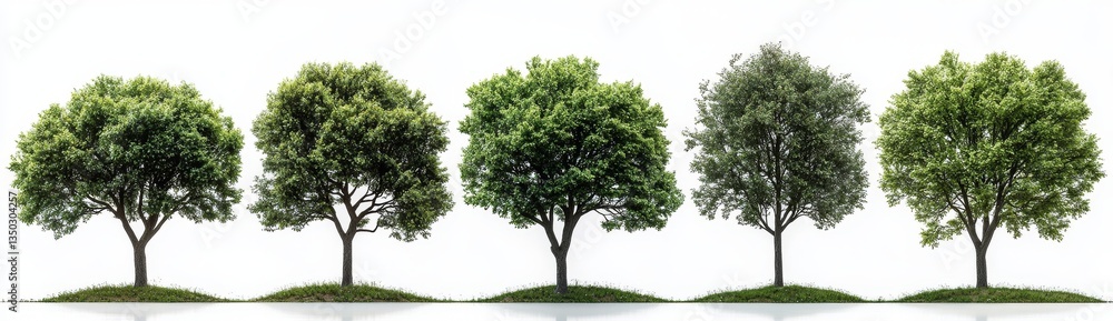 Fototapeta premium Cotinus obovatus frontal set trees, including American Smoketree, Chittamwood Smokebush, Smoke Tree, Texas Smoke Tree, and Wild Smoke Tree, isolated png on a transparent background premium cutout