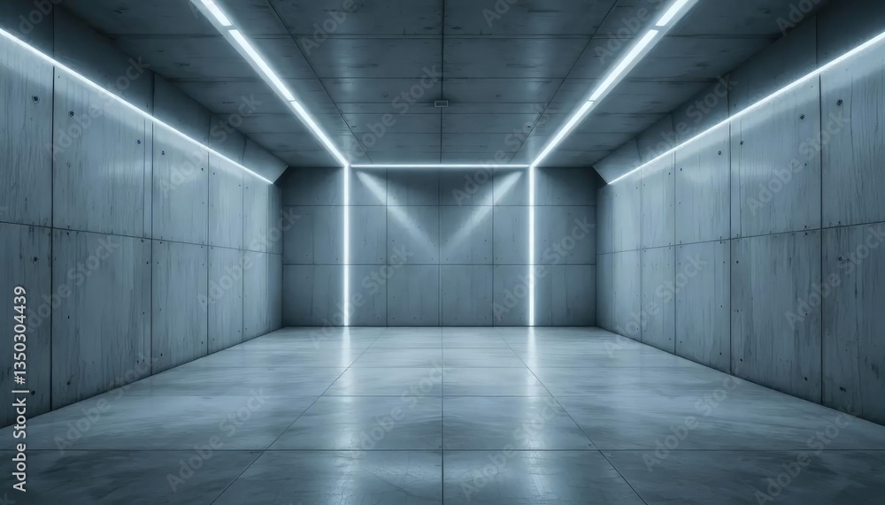 The basement room on the bottom floor of the building's parking lot is empty in an industrial cast concrete style. Abstract modern minimal background The basement room on the bottom floor of the building's parking lot is empty in an industrial cast concrete style. Abstract modern minimal background