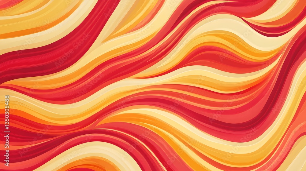Vibrant Red and Yellow Wavy Lines Seamless Pattern Cartoon Vector Illustration Vibrant Red and Yellow Wavy Lines Seamless Pattern Cartoon Vector Illustration