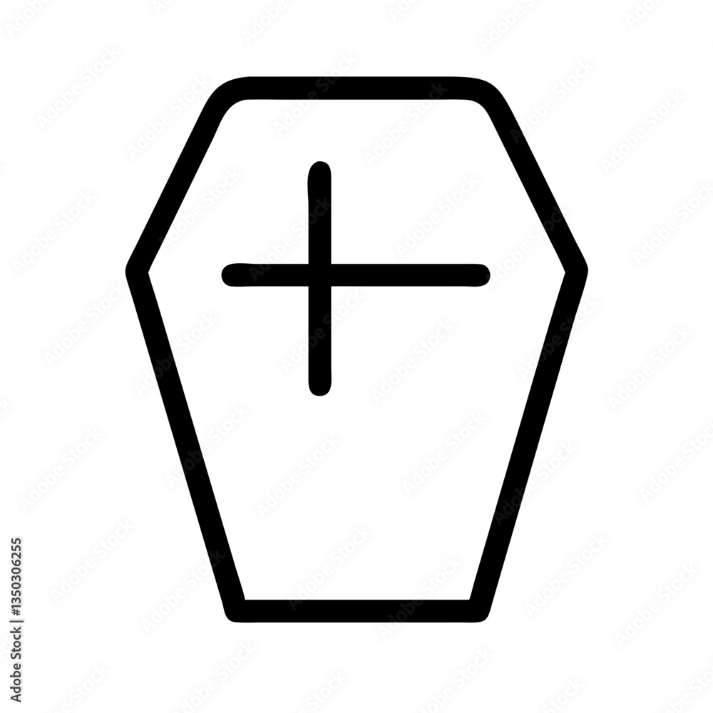 Obraz premium Simple coffin icon with cross in minimalist style 