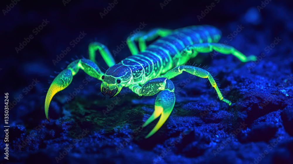 Fluorescent Scorpion in Dark Soil Fluorescent Scorpion in Dark Soil