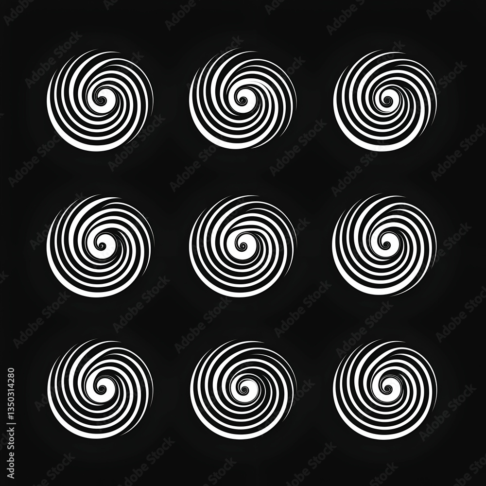 Abstract Black and White Spiral: Geometric Patterns and Symmetry in Modern Art Abstract Black and White Spiral: Geometric Patterns and Symmetry in Modern Art