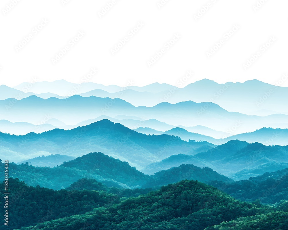Fototapeta premium Misty Blue Mountain Range Landscape.