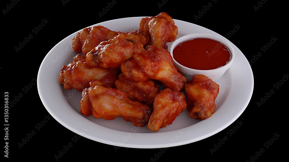 Crispy buffalo wings topped with tangy glaze and garnish high resolution picture Crispy buffalo wings topped with tangy glaze and garnish high resolution picture