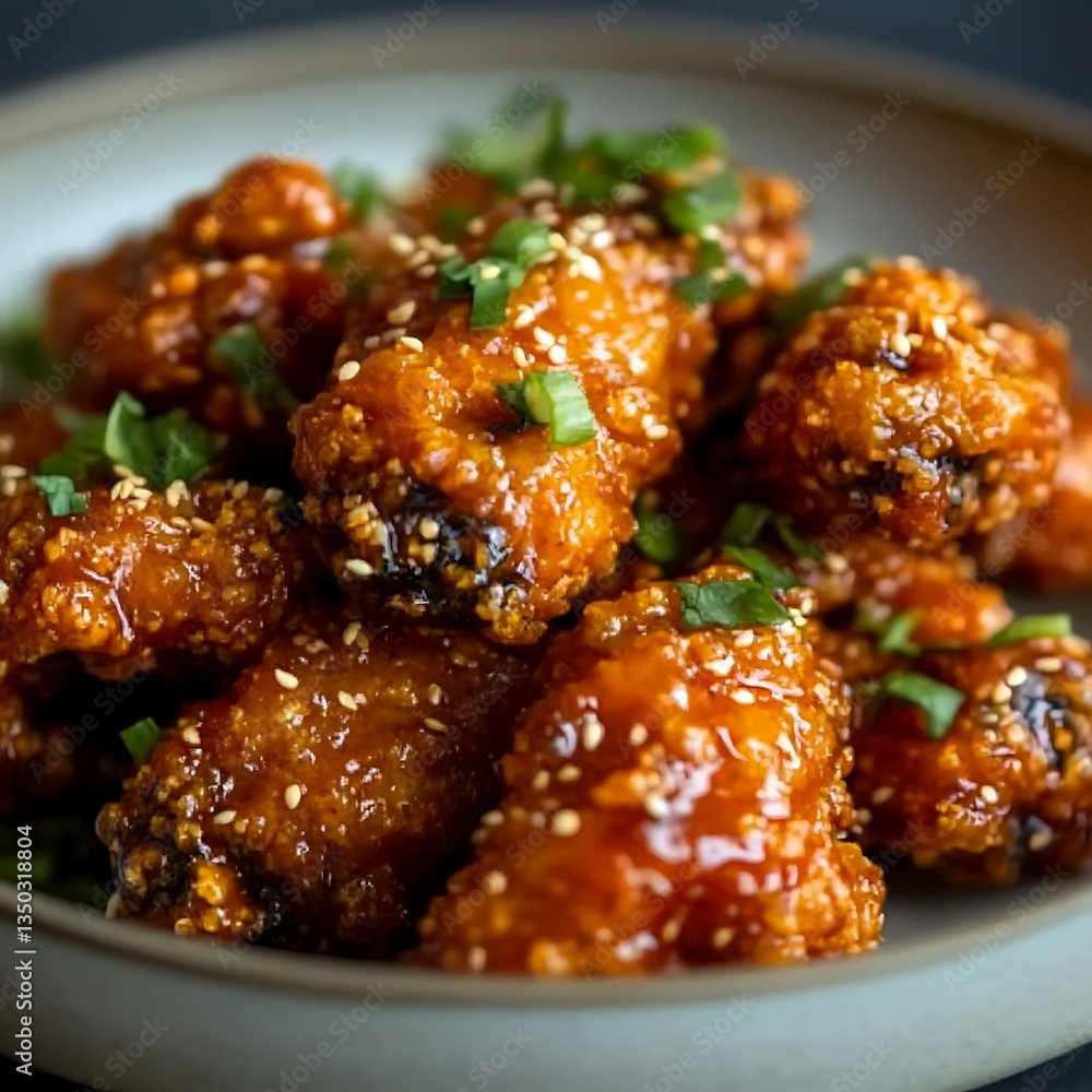 Delicious crispy buffalo wings covered in tangy glaze high resolution picture Delicious crispy buffalo wings covered in tangy glaze high resolution picture