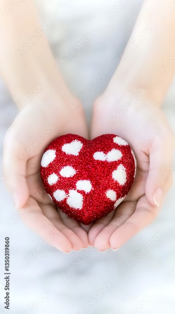 Hands Holding Red Heart for Love, Care. Hands Holding Red Heart for Love, Care.
