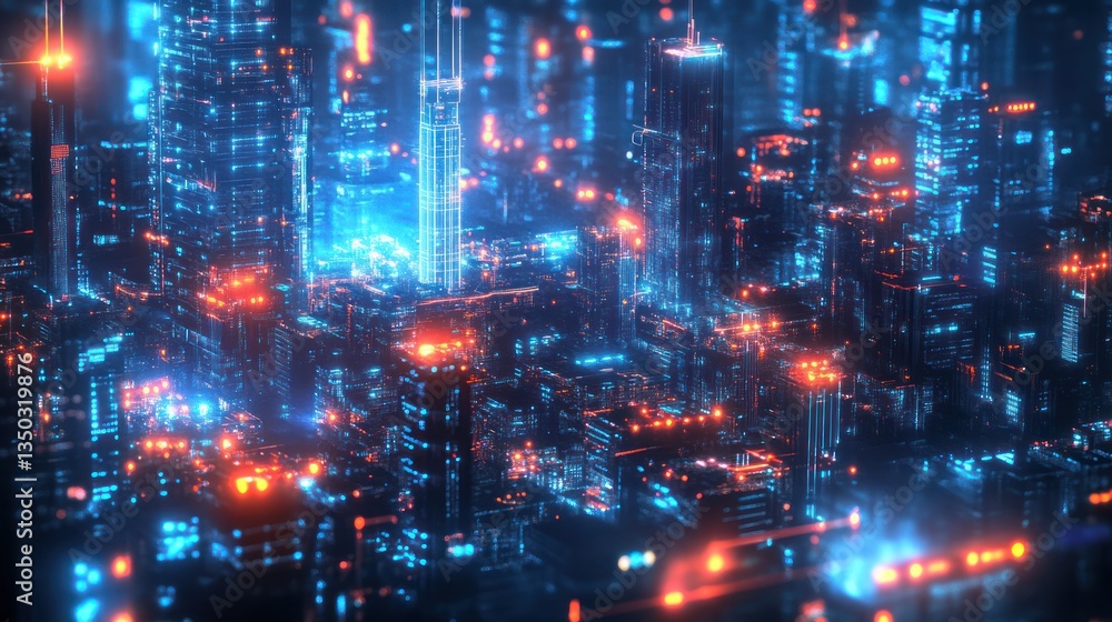 Futuristic city night lights abstract Futuristic city night lights abstract